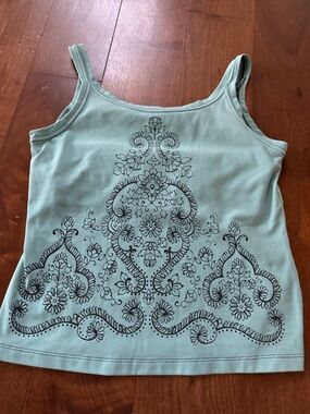 L.L. Bean Mint Green Aqua Cami Tank Top Built-In Shelf Bra